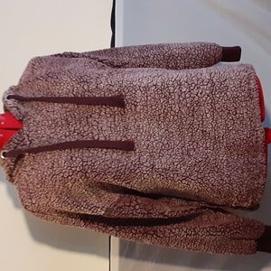 Brownish whitish long sleeve hooded shirt Size small